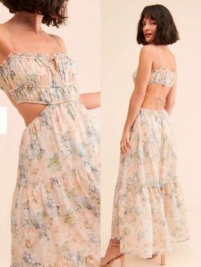 ASTR The Label Odina Cutout Maxi Dress M Cottagecore Romantic Garden Party